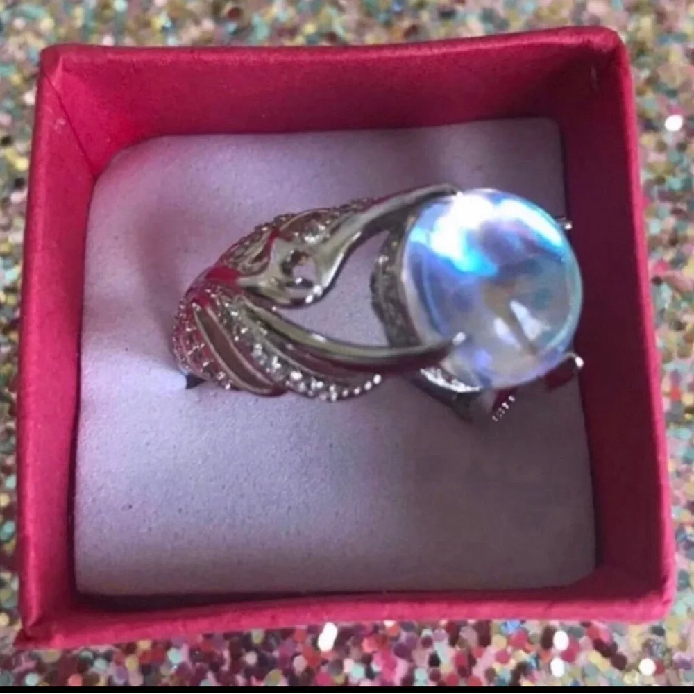 Sterling silver and moonstone ring - Picture 2 of 4